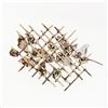 Image 4 : Vintage 14K Multi Tone Gold Blue Lapis & Diamond Textured Leaves Grid Brooch Pin