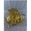 Image 2 : Lovely Vintage Heavy Amber Chalet Glass Bowl. Approx. 4" H x 7" Diameter