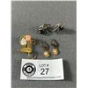 Image 1 : Antique Jewelry Lot - 2 Pairs Of Earrings (1 is Clip on) & Brooch