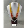 Image 1 : Vintage Multi-Strand Pendant Multi-Colour Amber Beads Necklace. Approx. 23" L