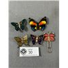 Image 1 : 4 Vintage Butterfly Brooches & 1 Paperclip Butterfly