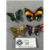 Image 2 : 4 Vintage Butterfly Brooches & 1 Paperclip Butterfly