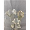 Image 2 : 3 Vintage Clear Ribbed Glass Irridescent Carnival  Vases.