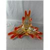 Image 2 : Amazing Vintage Orange/Yellow 3 Fingers Chalet Art Glass Bowl. Widest Length 15.5" L
