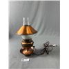 Image 1 : Copper Table Lamp w/ Glass Chimney - 12" Tall