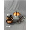 Image 2 : Copper Table Lamp w/ Glass Chimney - 12" Tall