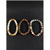 Image 1 : 3 New Stone Bead Stretch Bracelets - Onxy, Bloodstone & Coffee Obsidian