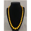 Image 1 : Antique Murano Yellow Glass Bead Necklace w/ Orange Spacers. Approx. 20" Long
