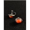 Image 2 : Good Pair Of Antique Sterling & Coral Earrings