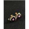 Image 1 : Antique Heart Shaped Rhinestone & Enamel Screw-Back Earrings