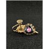 Image 2 : Antique Heart Shaped Rhinestone & Enamel Screw-Back Earrings