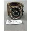 Image 2 : Large Wide Vintage Hand Beaded Cuff Bangle
