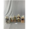 Image 1 : Lot Of 5 Various Sized German Made Beer Steins w/ Pewter Lids