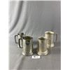 Image 1 : 4 Vintage Various Manufactures Pewter Mugs