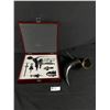 Image 1 : Custom Wooden Box with Wine Kit and a Pair of Horns