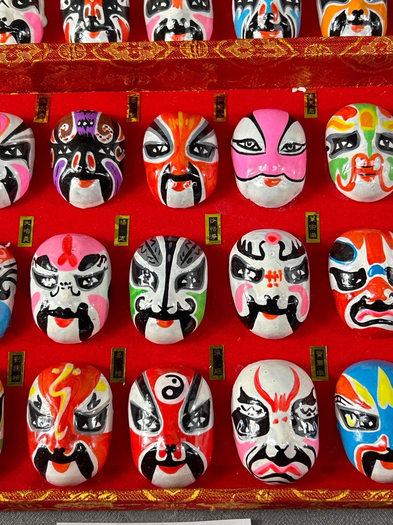 Mini Masks Lo0t of Vintage Chinese Opera Miniature Masks in Original Display Case