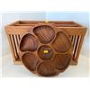 Image 1 : Wood Magazine Rack 18x10 w/ Hand Carved Serving Dish