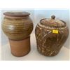 Image 1 : Pair of Stoneware Cookie Jars w/ Lids  7x8
