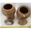 Image 2 : Pair of Stoneware Cookie Jars w/ Lids  7x8
