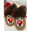 Image 3 : Indigenous Leather/Beadwork Artistry Cow Hyde w/ Rabbit Fur Trim Moccasins & Gloves