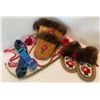 Image 4 : Indigenous Leather/Beadwork Artistry Cow Hyde w/ Rabbit Fur Trim Moccasins & Gloves