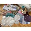 Image 2 : Basket of Assorted Linens Rugs Table Cloths Runners & More