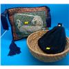 Image 1 : Embroidered Pillow w/ Tassels 12x13 Vintage Clutch & Decorative Basket