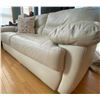 Image 2 : 2 Seater Ivory Leather Sofa 78x37x38