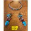 Image 1 : Turquoise Stone Sterling Silver Navajo Jewellery Collection Earrings Necklace