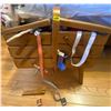 Image 1 : Antique Sewing Basket & Supplies   Needs Some TLC!