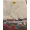 Image 2 : Embroidered Linen Projects Spools of Yarn & Assortment of Vintage Fabrics