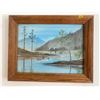 Image 1 : Indigenous Landscape Painting 20x15 Wood Frame Artist Unknown