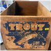 Image 2 : Antique Wood Crate 20x12 "TROUT"