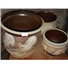Image 2 : Trio of Stoneware Planters w/ Wood "Time Out " Childrens Seat & Pussy Willow LED Tree
