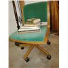 Image 2 : Mid Century Green Velvet  & White Oak Office Chair on Casters