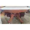 Image 1 : Mahogany End Table w/ Marble Overlay on Casters