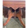 Image 2 : Mahogany End Table w/ Marble Overlay on Casters