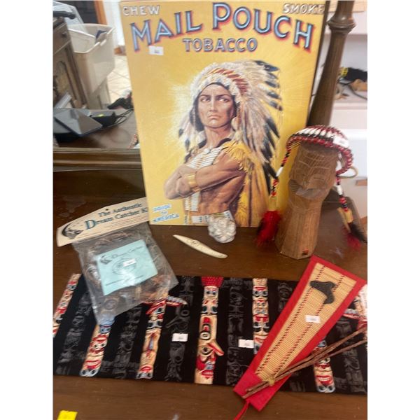 Mail Pouch Tobacco Metal Promotional Collectable Aztek Wood Idol Dream Catcher Kit & More