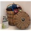 Image 1 : Beautiful Hand Woven Basket w/ Assorted Fabric Pieces & a Planter full of Seeds