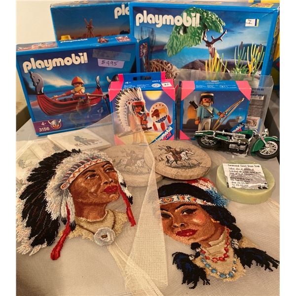 Assorted Vintage Childrens Play Things Indigenous Themed