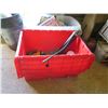 Image 2 : Qty 2 Plastic Bins & Bucket w/ Contents: Grease Gun, Tools, Bits, Gloves, etc