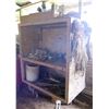 Image 1 : Rolling Plywood 2-Section Storage Unit & Contents: Straps, Tools, etc 48" x 24" x 64"H