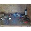Image 2 : Rolling Plywood 2-Section Storage Unit & Contents: Straps, Tools, etc 48" x 24" x 64"H