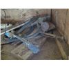Image 8 : Rolling Plywood 2-Section Storage Unit & Contents: Straps, Tools, etc 48" x 24" x 64"H