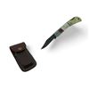Image 1 : 3" Hand Forged Damascus Steel Folding Blade Knife with Leather Pouch, New