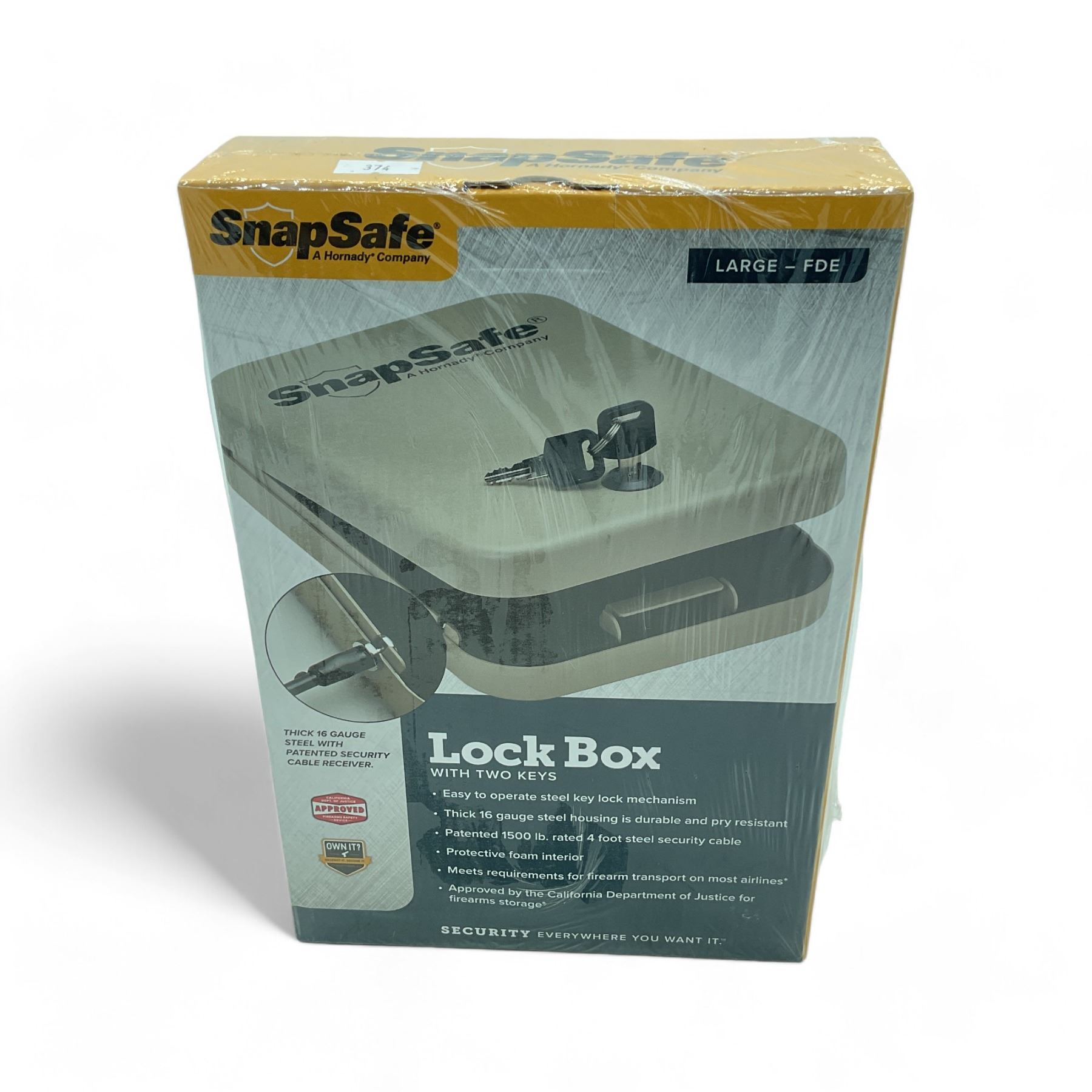 Snap Safe Lock Box, FDE Color, Large, New