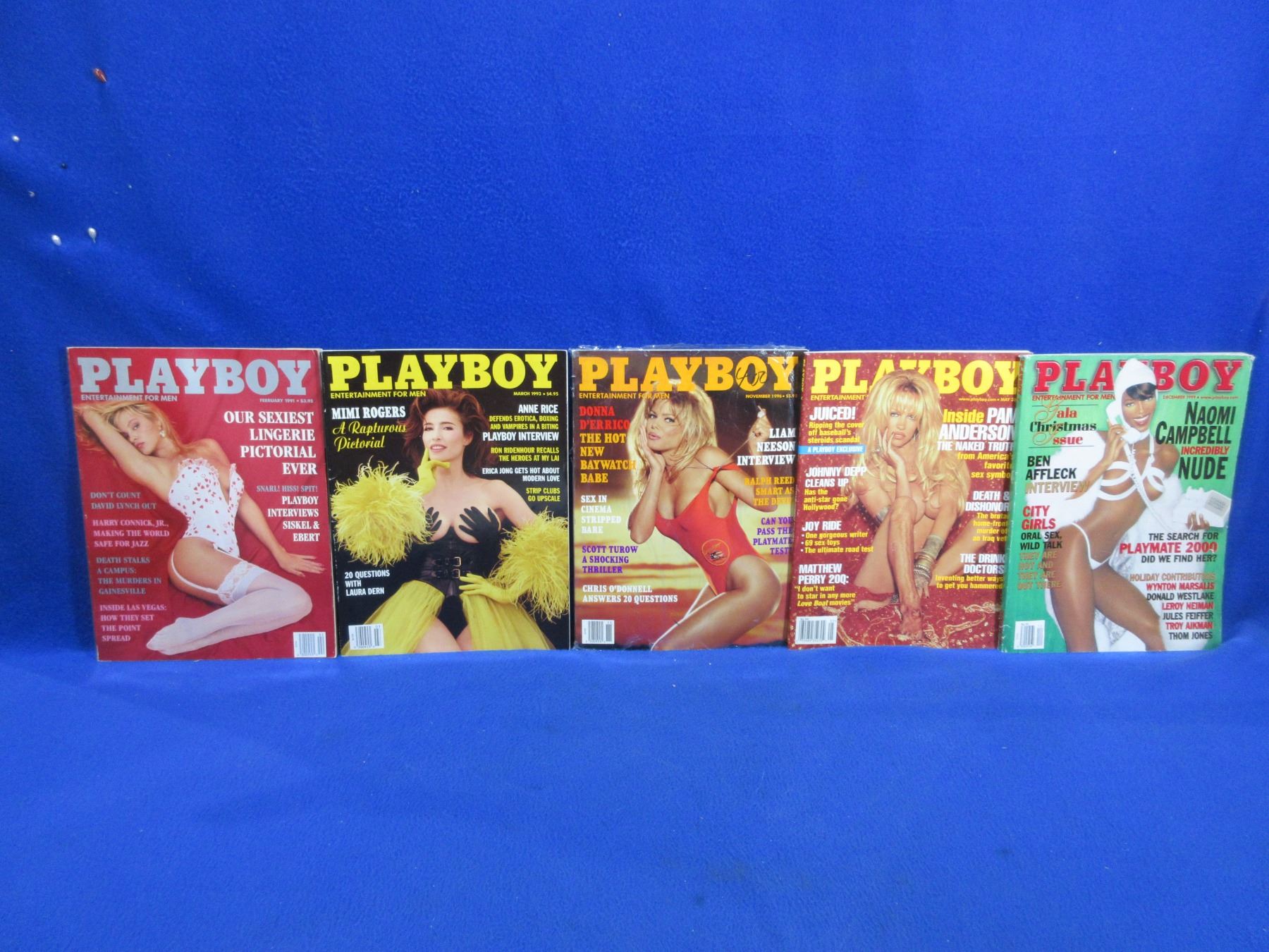 5 Vintage Playboy Magazines 1991, 1993, 1996, 99, 2004