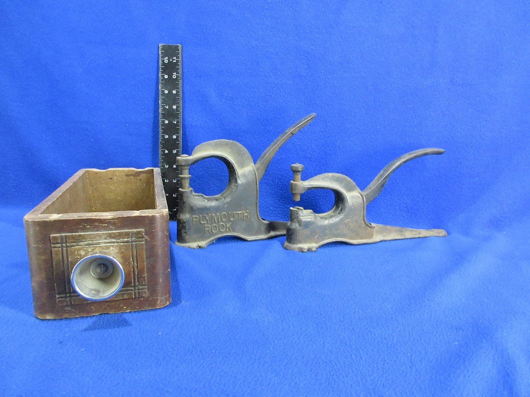 2 Vintage Rivet Punches w/ Treadle Sewing Machine Drawer