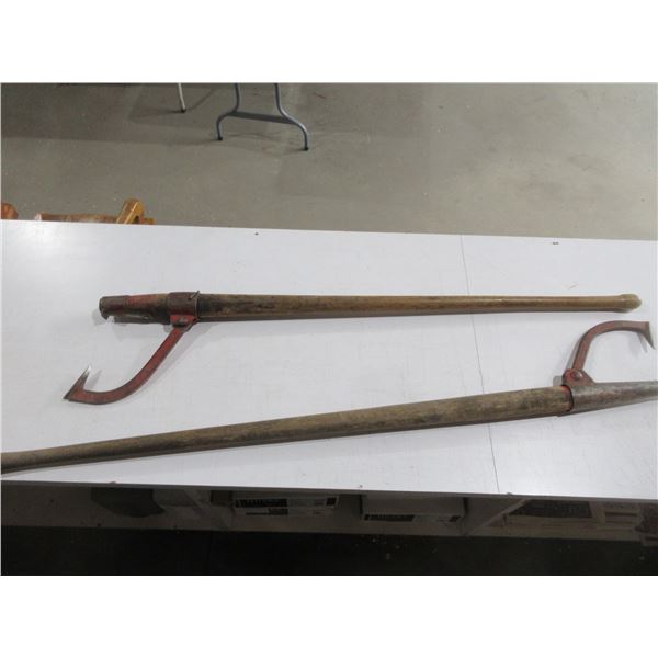 2 Vintage Cant Hooks Hook Logging Primitive Industrial Steampunk