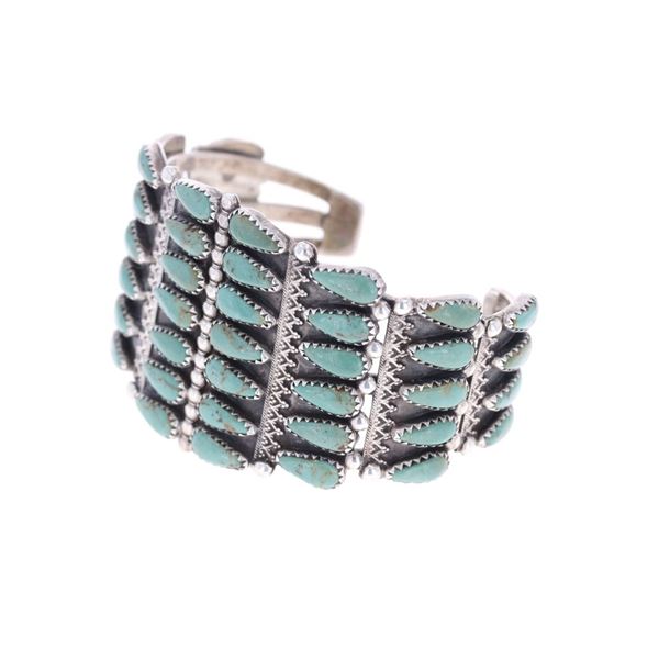 Zuni Sterling Silver K. Manassa Turquoise Bracelet